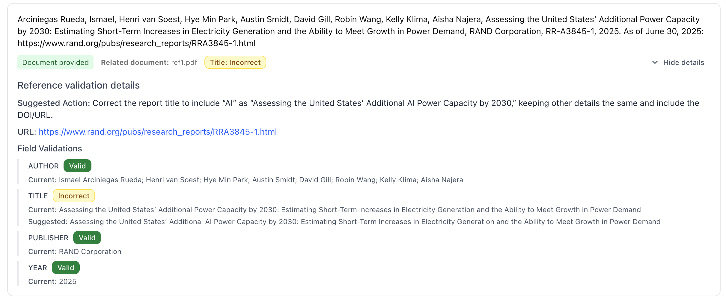 Reference Validation - Example 2
