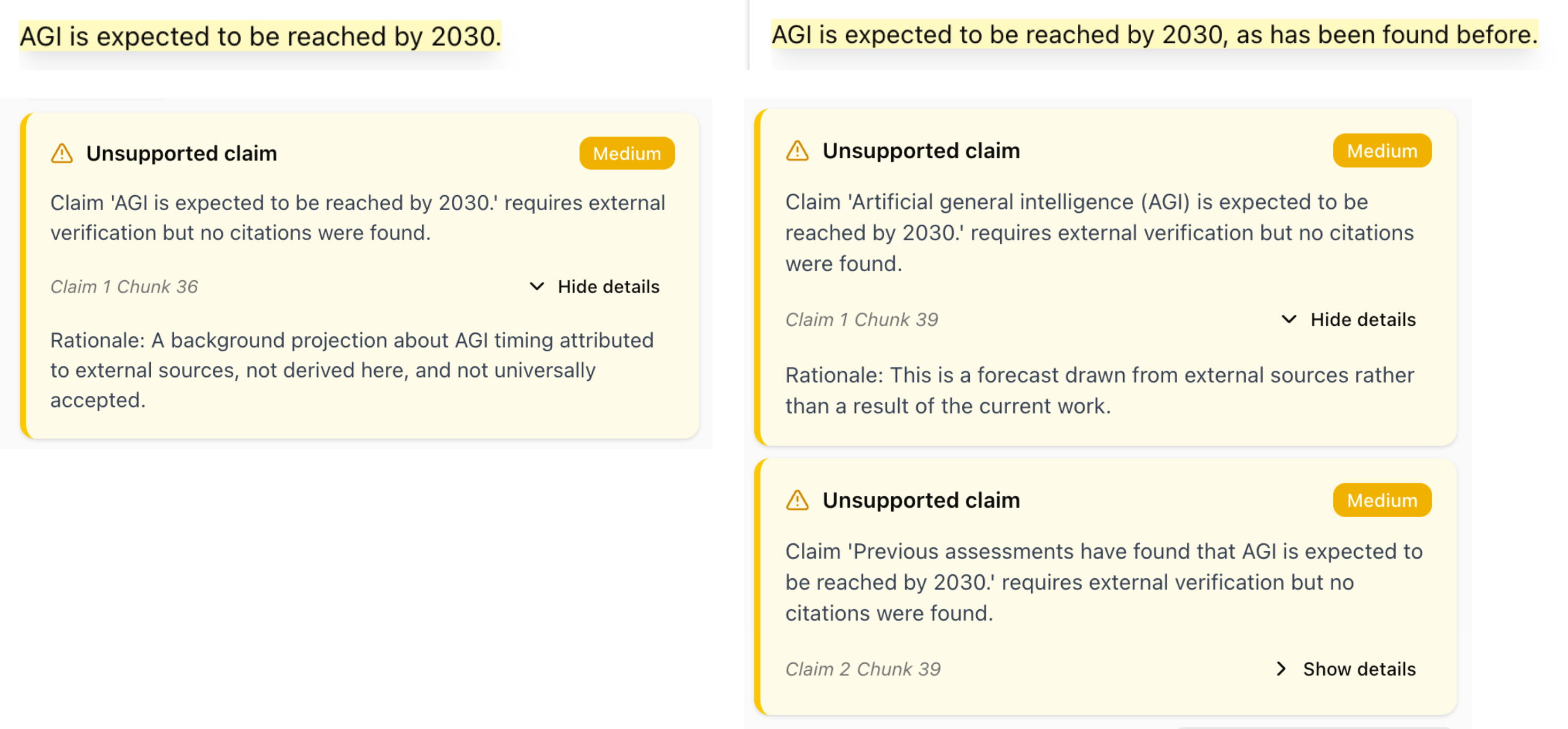 Unsupported claims - Example 1