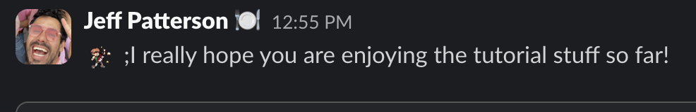 Rockstar emoji followed by my message.