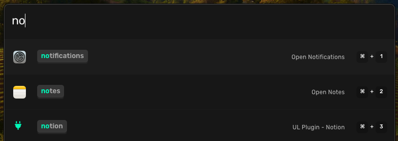 typing into the command bar